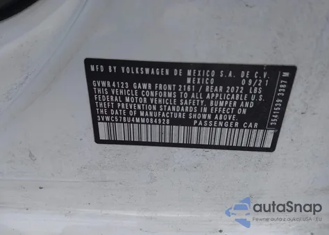 2021 Volkswagen Jetta 1.4T R-Line/1.4T S/1.4T Se from USA, damaged, VIN 3VWC57BU4MM084928
